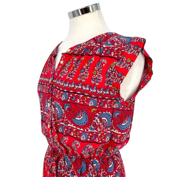 Ann Taylor Loft Paisley Print Sleeveless Dress Red Blue Size Small - Picture 6 of 12